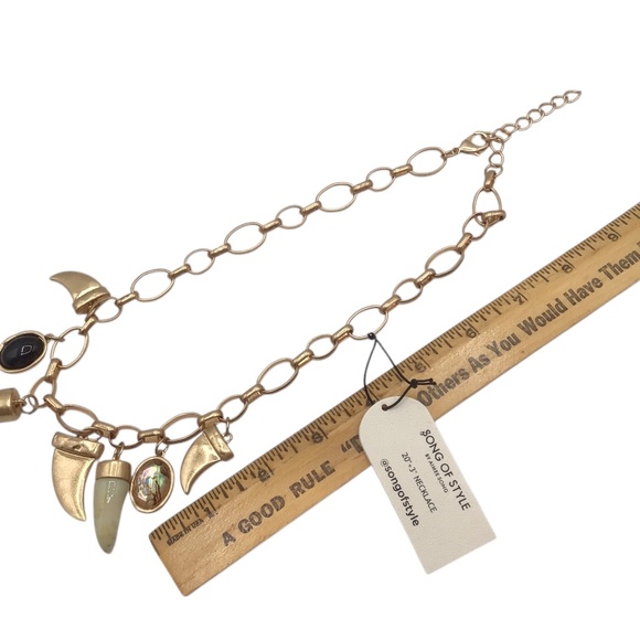 NWT Song of Style Gold Charm Necklace, Boho Talisman Pendant Necklace - Picture 10 of 15